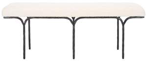 Safavieh MARVIN 48" Modern Boucle Bench - Elegant Seating for Entryways and Living Rooms, Chic Design Ivory / Black SFV9530B