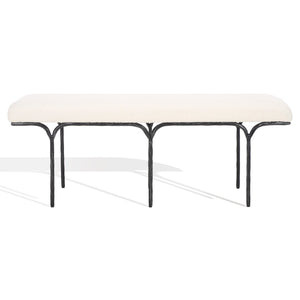 Safavieh MARVIN 48" Modern Boucle Bench - Elegant Seating for Entryways and Living Rooms, Chic Design Ivory / Black SFV9530B