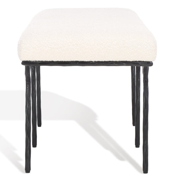 Safavieh MARVIN 48" Modern Boucle Bench - Elegant Seating for Entryways and Living Rooms, Chic Design Ivory / Black SFV9530B