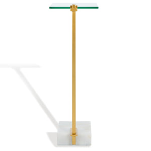 Safavieh IDRIS Modern Marble Base Drink Table - White & Gold Accent for Stylish Small Spaces & Décor SFV9532A