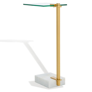 Safavieh IDRIS Modern Marble Base Drink Table - White & Gold Accent for Stylish Small Spaces & Décor SFV9532A