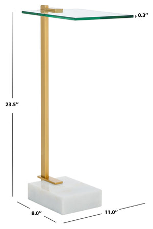 Safavieh IDRIS Modern Marble Base Drink Table - White & Gold Accent for Stylish Small Spaces & Décor SFV9532A