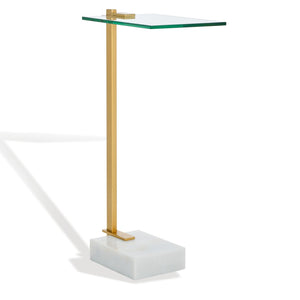 Safavieh IDRIS Modern Marble Base Drink Table - White & Gold Accent for Stylish Small Spaces & Décor SFV9532A
