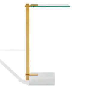 Safavieh IDRIS Modern Marble Base Drink Table - White & Gold Accent for Stylish Small Spaces & Décor SFV9532A