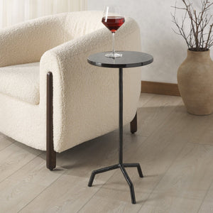 Safavieh FABRIANNA Marble Top Drink Table - Stylish Accent Piece with Durable Metal Frame for Modern Spaces Black / Black SFV9533A