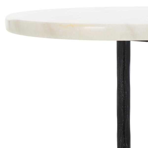 Safavieh FABRIANNA Marble Top Drink Table - Stylish Accent Piece with Durable Metal Frame for Modern Spaces Black / White SFV9533B