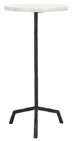 Safavieh FABRIANNA Marble Top Drink Table - Stylish Accent Piece with Durable Metal Frame for Modern Spaces Black / White SFV9533B