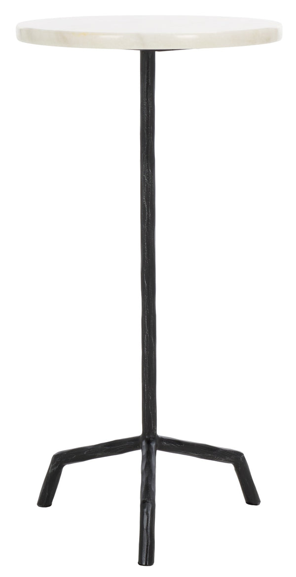 Safavieh FABRIANNA Marble Top Drink Table - Stylish Accent Piece with Durable Metal Frame for Modern Spaces Black / White SFV9533B