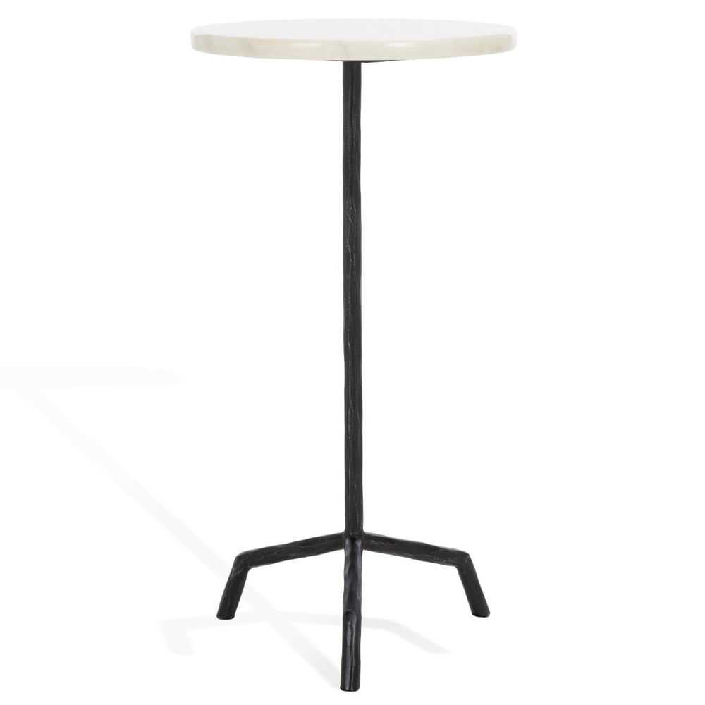 Safavieh FABRIANNA Marble Top Drink Table - Stylish Accent Piece with Durable Metal Frame for Modern Spaces Black / White SFV9533B