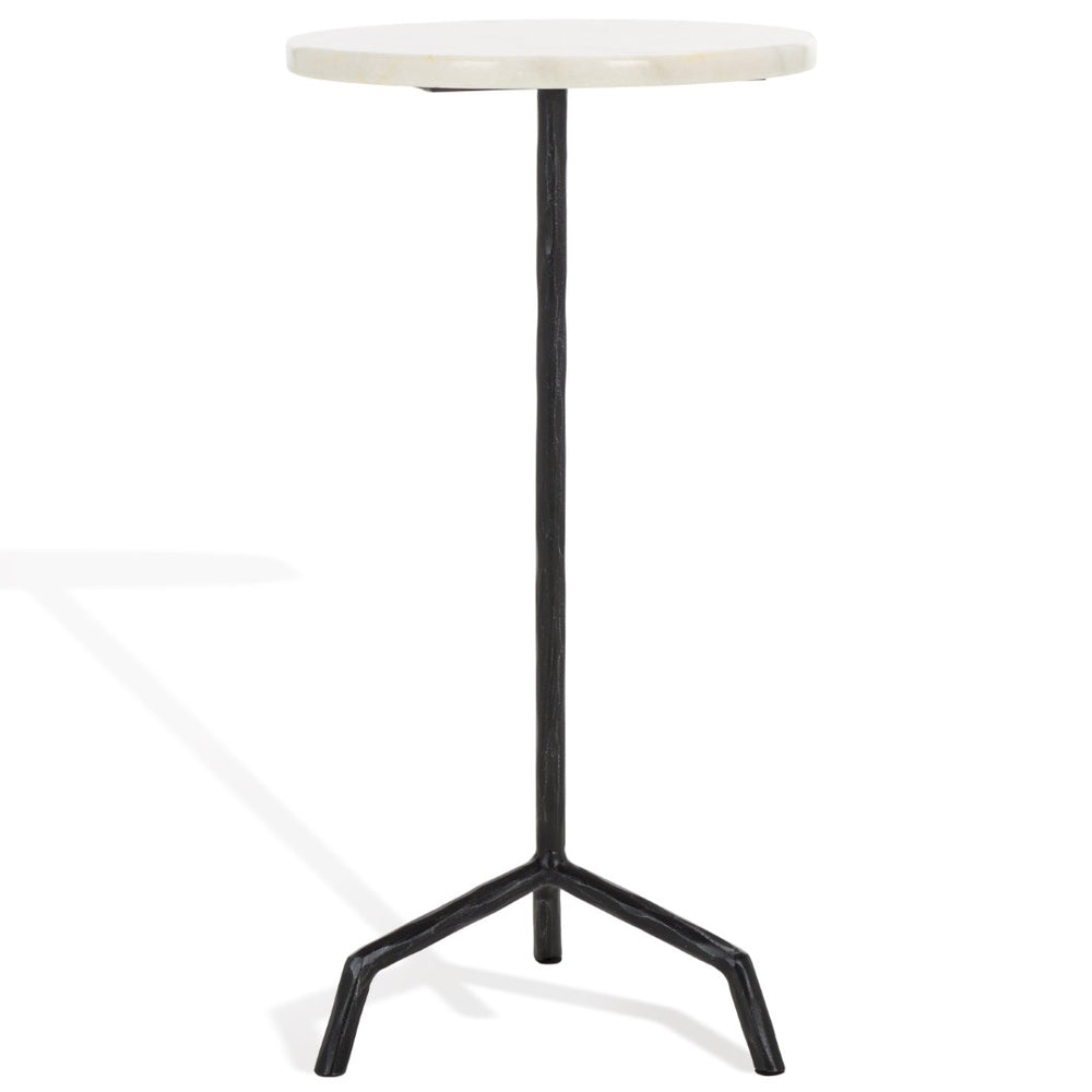 Safavieh FABRIANNA Marble Top Drink Table - Stylish Accent Piece with Durable Metal Frame for Modern Spaces Black / White SFV9533B