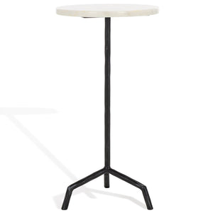 Safavieh FABRIANNA Marble Top Drink Table - Stylish Accent Piece with Durable Metal Frame for Modern Spaces Black / White SFV9533B