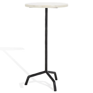 Safavieh FABRIANNA Marble Top Drink Table - Stylish Accent Piece with Durable Metal Frame for Modern Spaces Black / White SFV9533B