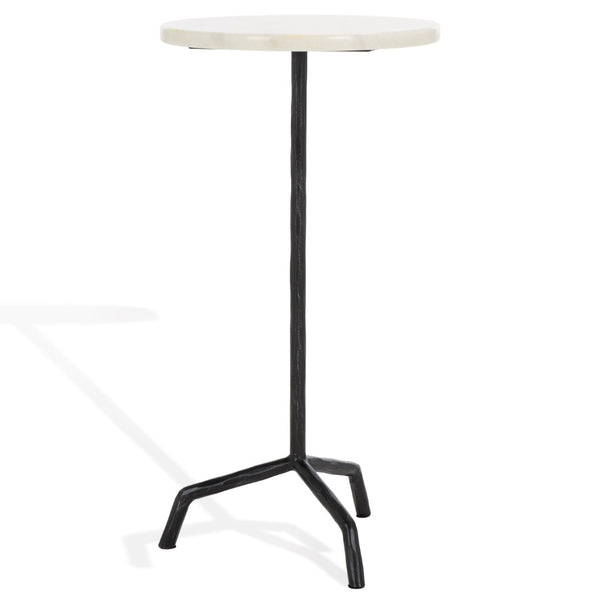 Safavieh FABRIANNA Marble Top Drink Table - Stylish Accent Piece with Durable Metal Frame for Modern Spaces Black / White SFV9533B