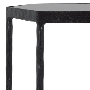 Safavieh GALVIN Marble Top Drink Table - Luxurious Accent Piece with Durable Metal Frame for Stylish Spaces Black / Black SFV9534A