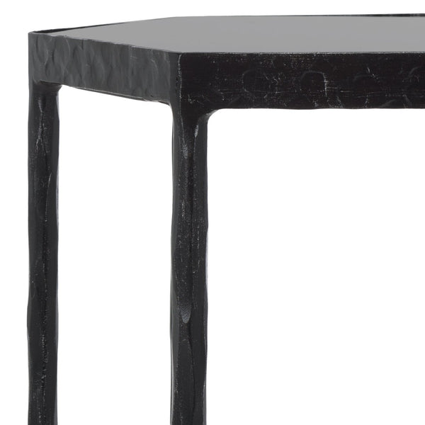 Safavieh GALVIN Marble Top Drink Table - Luxurious Accent Piece with Durable Metal Frame for Stylish Spaces Black / Black SFV9534A