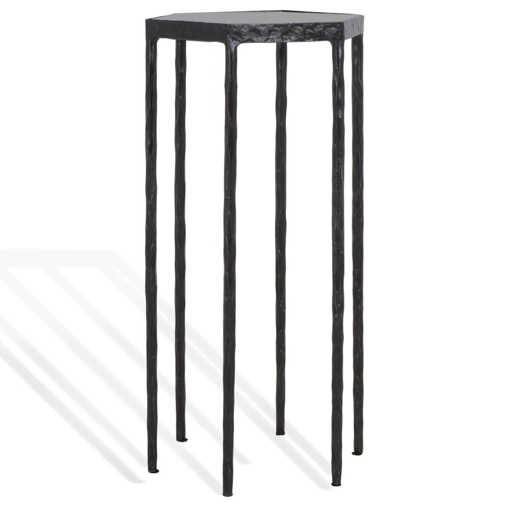 Safavieh GALVIN Marble Top Drink Table - Luxurious Accent Piece with Durable Metal Frame for Stylish Spaces Black / Black SFV9534A