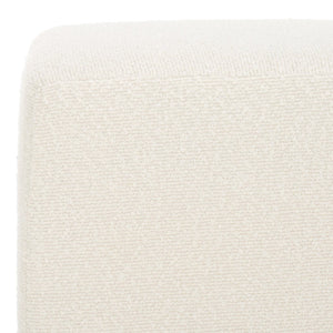 Safavieh JESSA Square Bouclé Ottoman - Chic Modern Accent for Versatile Seating, Footrest, or Décor Display Ivory / Brass SFV9535A