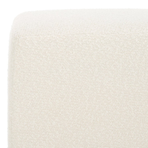 Safavieh JESSA Square Bouclé Ottoman - Chic Modern Accent for Versatile Seating, Footrest, or Décor Display Ivory / Brass SFV9535A