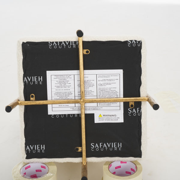 Safavieh Jessa Square Boucle Ottoman Ivory / Brass SFV9535A