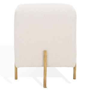 Safavieh JESSA Square Bouclé Ottoman - Chic Modern Accent for Versatile Seating, Footrest, or Décor Display Ivory / Brass SFV9535A