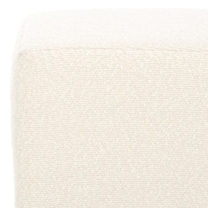 Safavieh JESSA Square Bouclé Ottoman - Chic Modern Accent for Versatile Seating, Footrest, or Décor Display Ivory / Black SFV9535B
