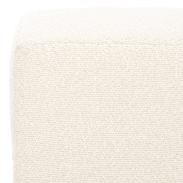 Safavieh JESSA Square Bouclé Ottoman - Chic Modern Accent for Versatile Seating, Footrest, or Décor Display Ivory / Black SFV9535B