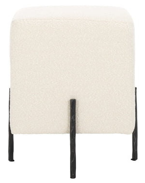 Safavieh JESSA Square Bouclé Ottoman - Chic Modern Accent for Versatile Seating, Footrest, or Décor Display Ivory / Black SFV9535B