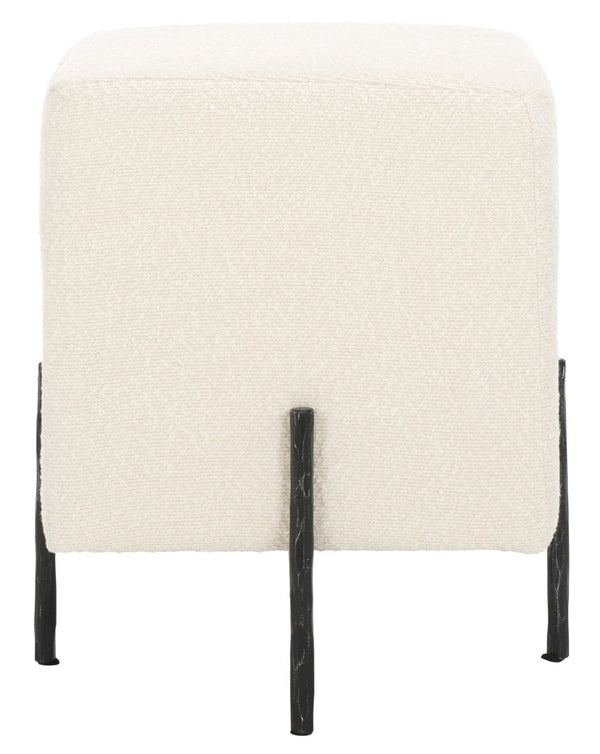 Safavieh JESSA Square Bouclé Ottoman - Chic Modern Accent for Versatile Seating, Footrest, or Décor Display Ivory / Black SFV9535B
