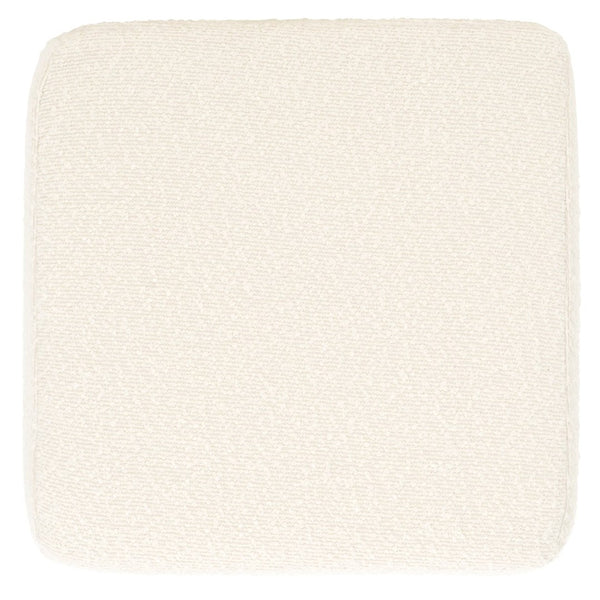 Safavieh JESSA Square Bouclé Ottoman - Chic Modern Accent for Versatile Seating, Footrest, or Décor Display Ivory / Black SFV9535B