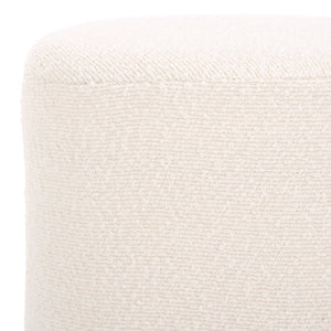 Safavieh JESSA Round Boucle Ottoman - Modern Minimalist Accent for Cozy Living Spaces and Stylish Decor Ivory / Brass SFV9536A