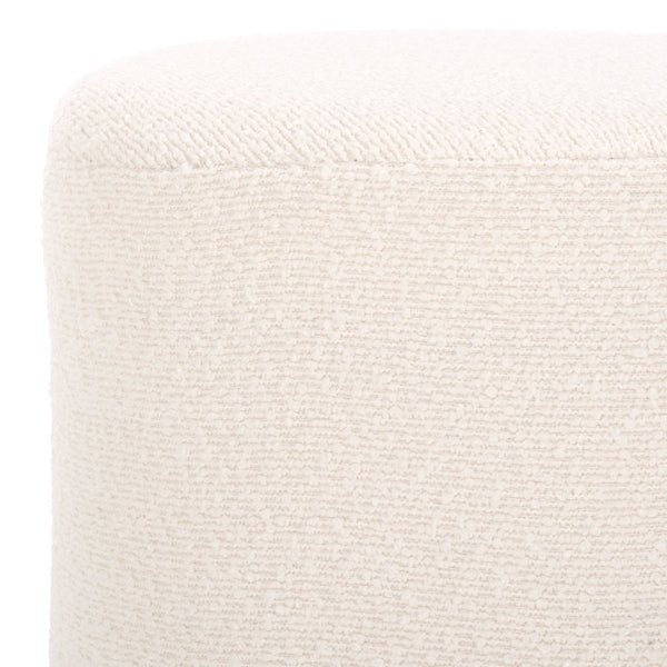 Safavieh JESSA Round Boucle Ottoman - Modern Minimalist Accent for Cozy Living Spaces and Stylish Decor Ivory / Brass SFV9536A