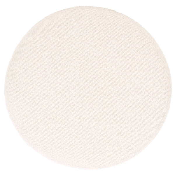 Safavieh JESSA Round Boucle Ottoman - Modern Minimalist Accent for Cozy Living Spaces and Stylish Decor Ivory / Brass SFV9536A