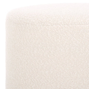 Safavieh JESSA Round Boucle Ottoman - Modern Minimalist Accent for Cozy Living Spaces and Stylish Decor Ivory / Black SFV9536B