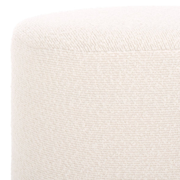 Safavieh JESSA Round Boucle Ottoman - Modern Minimalist Accent for Cozy Living Spaces and Stylish Decor Ivory / Black SFV9536B