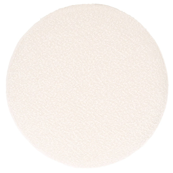Safavieh JESSA Round Boucle Ottoman - Modern Minimalist Accent for Cozy Living Spaces and Stylish Decor Ivory / Black SFV9536B