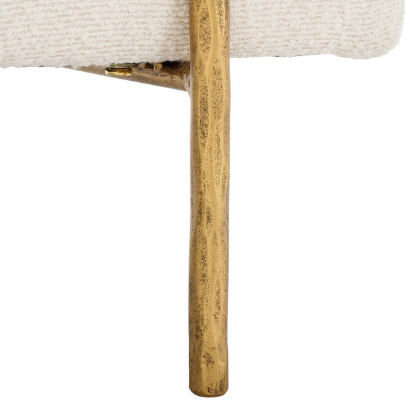 Safavieh Jessa Boucle Bench - Luxurious Ivory Fabric With Elegant Brass Accents For Stylish Home Décor Ivory ,Brass Metal ,Wood ,Foam ,Fabric Sfv9537a