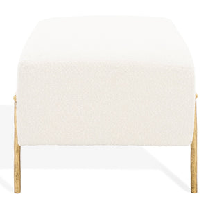 Safavieh Jessa Boucle Bench - Luxurious Ivory Fabric With Elegant Brass Accents For Stylish Home Décor Ivory ,Brass Metal ,Wood ,Foam ,Fabric Sfv9537a