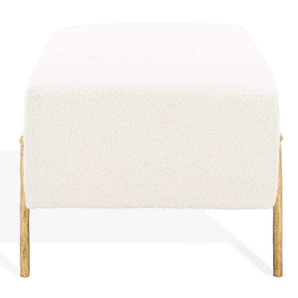 Safavieh Jessa Boucle Bench - Luxurious Ivory Fabric With Elegant Brass Accents For Stylish Home Décor Ivory ,Brass Metal ,Wood ,Foam ,Fabric Sfv9537a