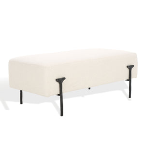 Safavieh Jessa Boucle Bench - Luxurious Ivory Fabric With Elegant Brass Accents For Stylish Home Décor Ivory ,Black Metal ,Wood ,Foam ,Fabric Sfv9537b