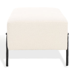 Safavieh Jessa Boucle Bench - Luxurious Ivory Fabric With Elegant Brass Accents For Stylish Home Décor Ivory ,Black Metal ,Wood ,Foam ,Fabric Sfv9537b
