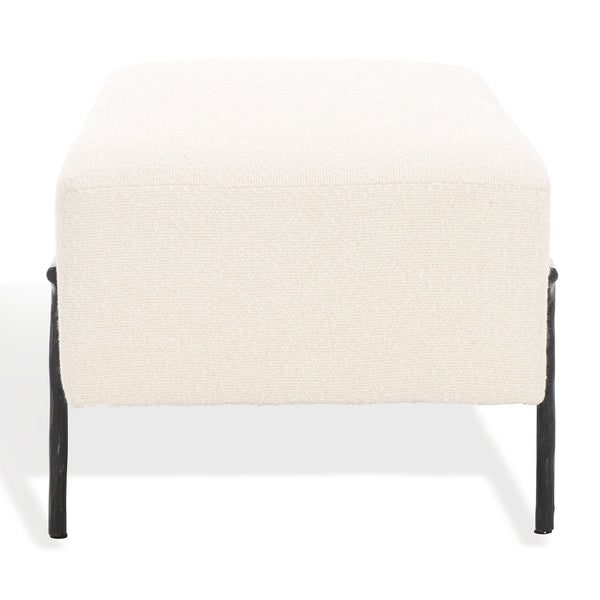 Safavieh Jessa Boucle Bench - Luxurious Ivory Fabric With Elegant Brass Accents For Stylish Home Décor Ivory ,Black Metal ,Wood ,Foam ,Fabric Sfv9537b