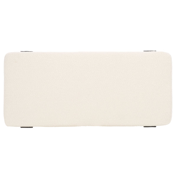 Safavieh Jessa Boucle Bench - Luxurious Ivory Fabric With Elegant Brass Accents For Stylish Home Décor Ivory ,Black Metal ,Wood ,Foam ,Fabric Sfv9537b