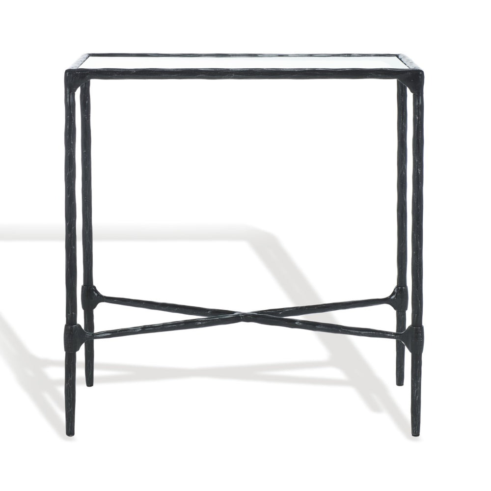 Safavieh ISABELLINA Metal and Glass Accent Table – Sleek, Modern Design for Stylish Home Décor and Functionality Black / Clear SFV9538B