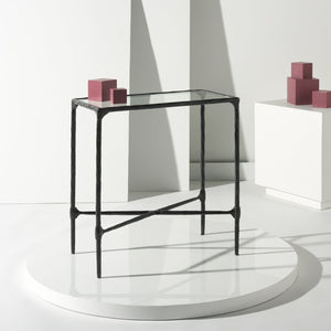 Safavieh ISABELLINA Metal and Glass Accent Table – Sleek, Modern Design for Stylish Home Décor and Functionality Black / Clear SFV9538B
