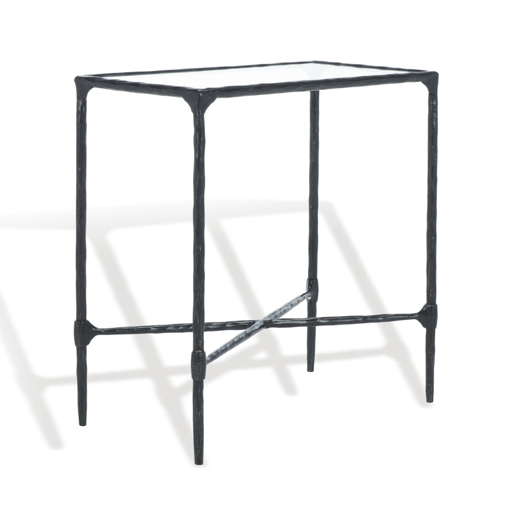 Safavieh ISABELLINA Metal and Glass Accent Table – Sleek, Modern Design for Stylish Home Décor and Functionality Black / Clear SFV9538B
