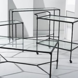 Safavieh Isabellina Metal And Glass Coffee Table - Exquisite Brass Design For Timeless Elegance And Style Black ,Clear Metal ,Glass Sfv9541b