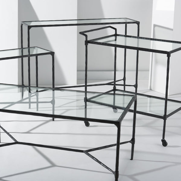 Safavieh Isabellina Metal And Glass Coffee Table - Exquisite Brass Design For Timeless Elegance And Style Black ,Clear Metal ,Glass Sfv9541b