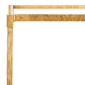 Safavieh ISABELLINA Metal and Glass Bar Cart - Elevate Your Entertaining with Stylish, Modern Design & Durability Brass / Clear SFV9539A