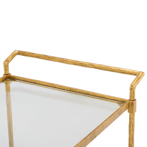 Safavieh ISABELLINA Metal and Glass Bar Cart - Elevate Your Entertaining with Stylish, Modern Design & Durability Brass / Clear SFV9539A