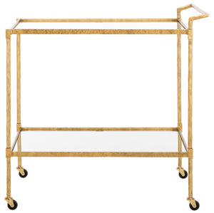 Safavieh ISABELLINA Metal and Glass Bar Cart - Elevate Your Entertaining with Stylish, Modern Design & Durability Brass / Clear SFV9539A